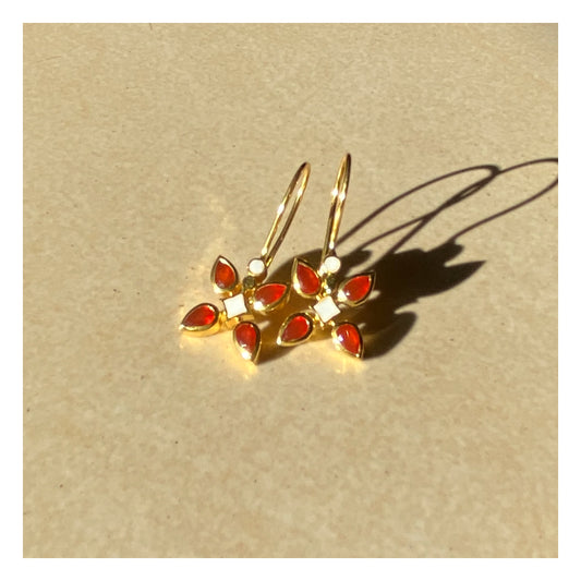 Xiti - Red Stone Gold Floral Drops
