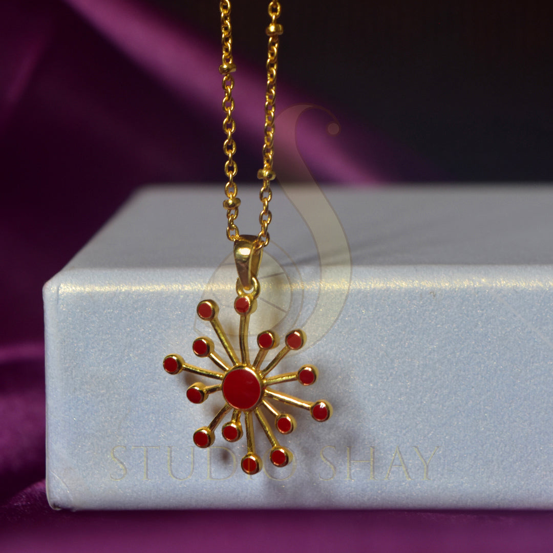 Sole Gold Cornicello and Sun Pendant Necklace